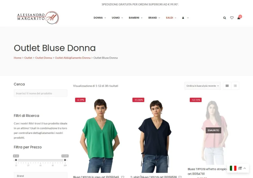 Schermata della pagina offerta di Margarito Store
