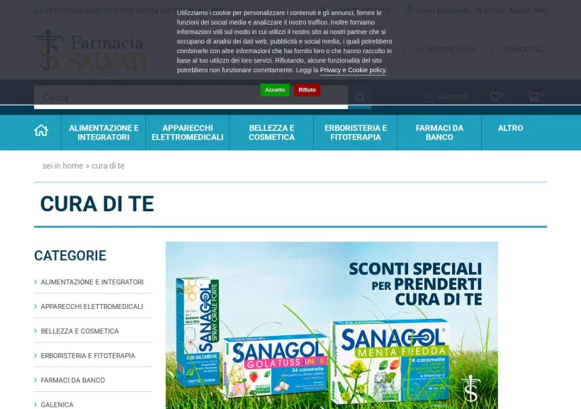 Schermata della pagina offerta di Farmacia Salvati