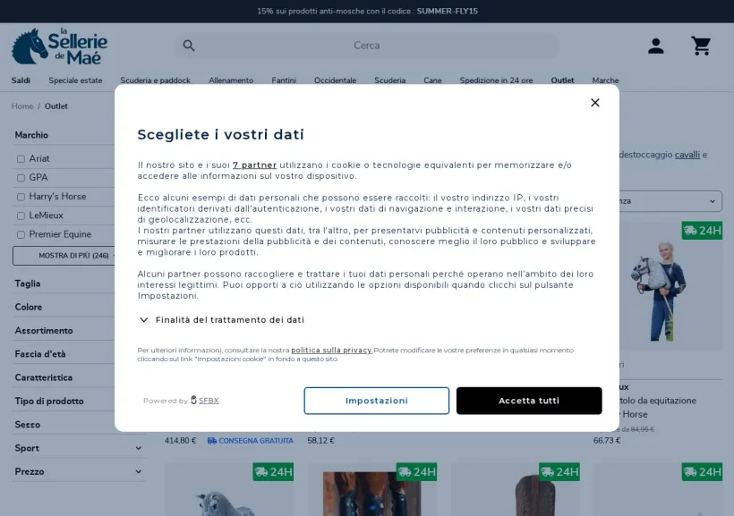 Schermata della pagina offerta di Selleriemae