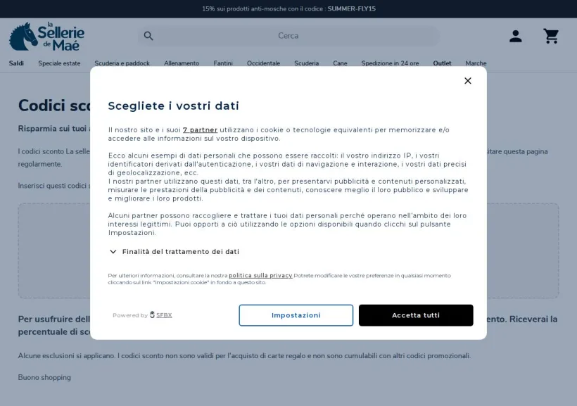 Schermata della pagina offerta di Selleriemae