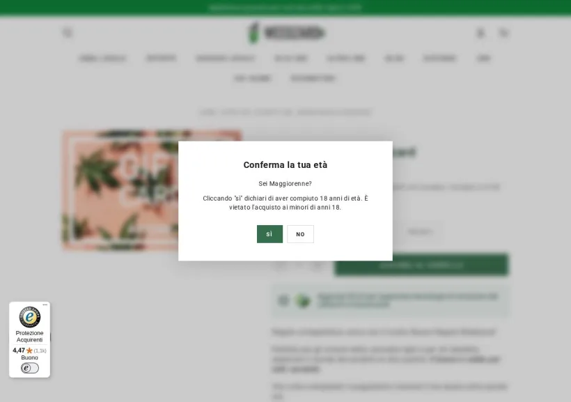 Schermata della pagina offerta di Weedzard