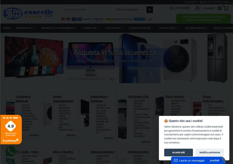 Schermata della pagina offerta di Esseeffe