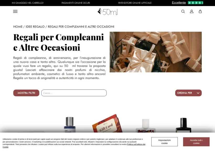 Schermata della pagina offerta di 50 ml