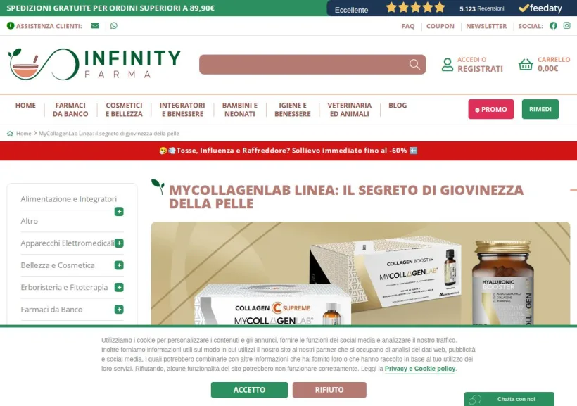 Schermata della pagina offerta di Infinity Farma