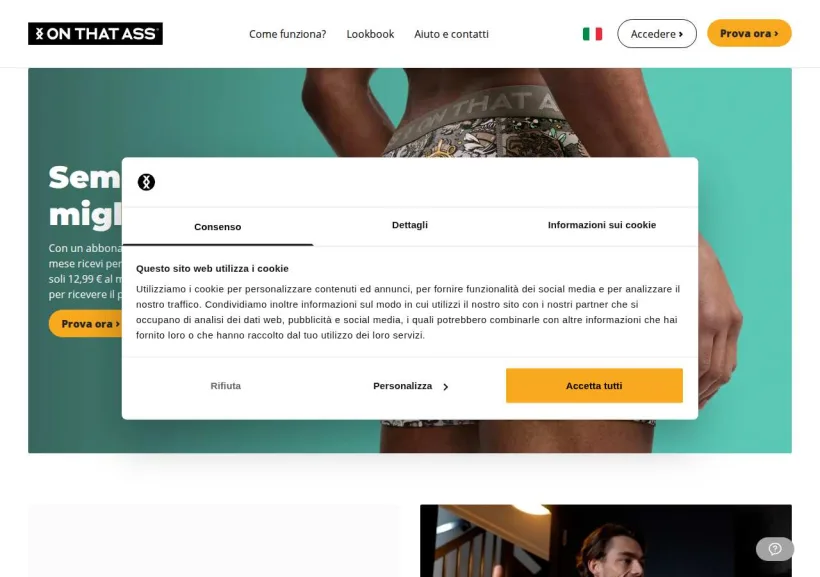 Schermata della pagina offerta di On That Ass