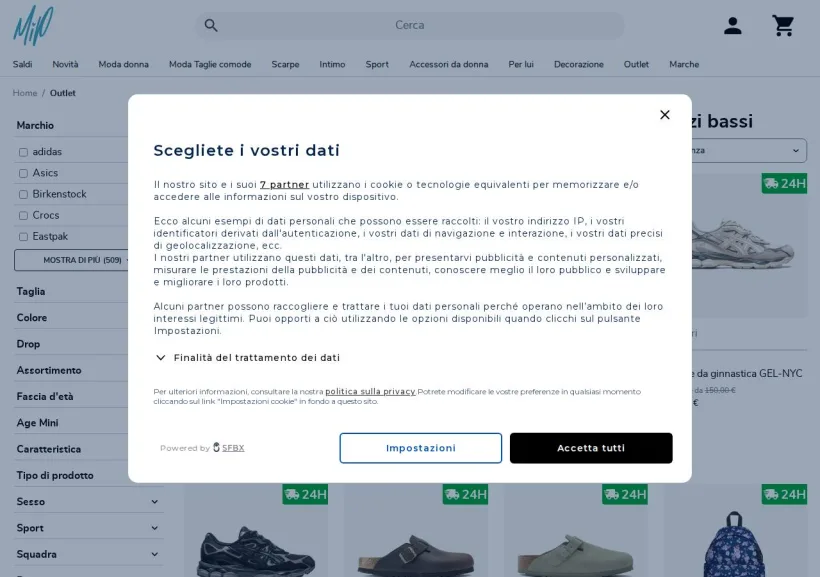 Schermata della pagina offerta di Made in Paradis