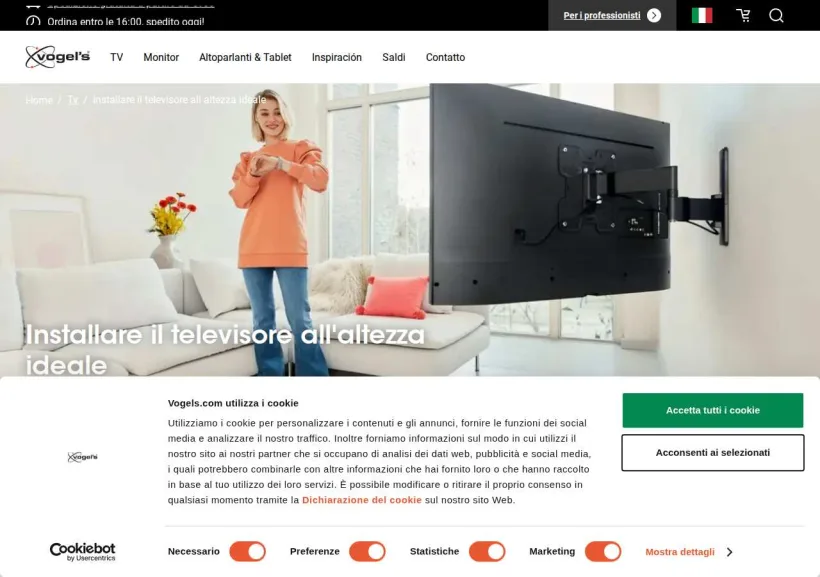 Schermata della pagina offerta di Vogel's