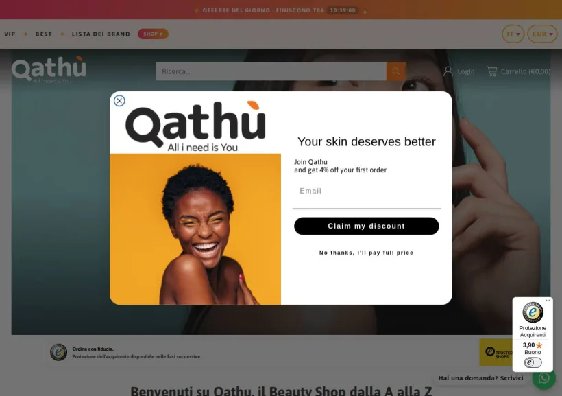 Schermata della pagina offerta di Qathu_International