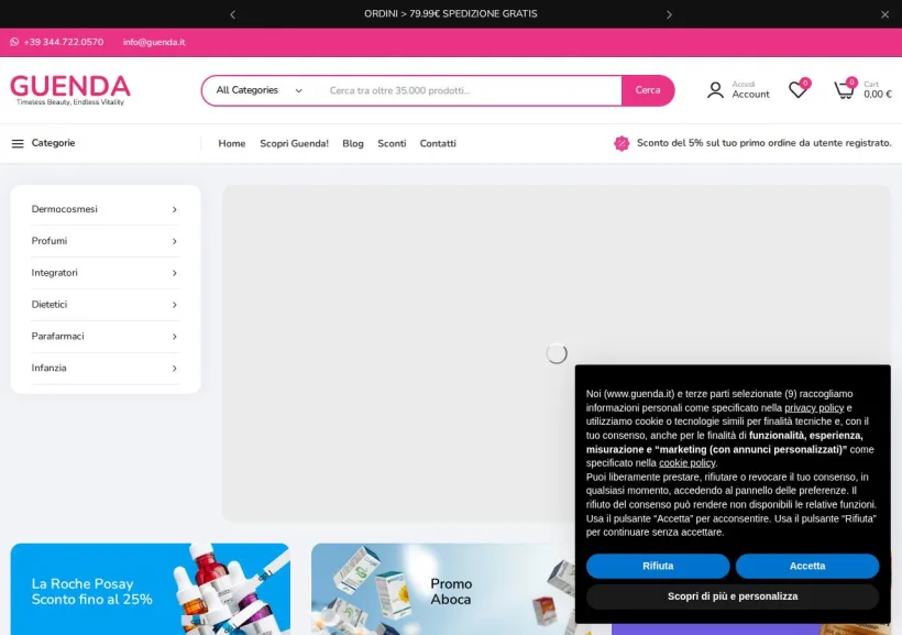 Schermata della pagina offerta di Guenda