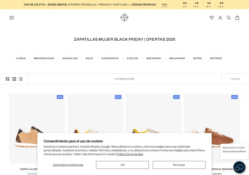 Schermata della pagina offerta di POPA