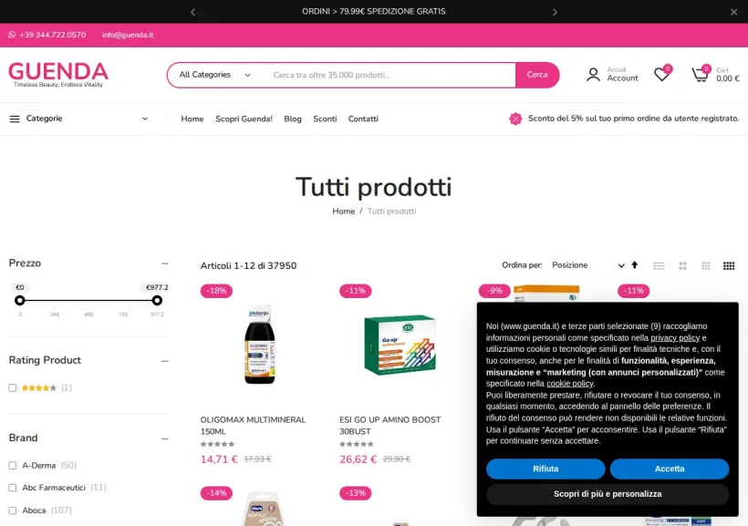 Schermata della pagina offerta di Guenda