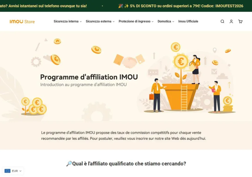 Schermata della pagina offerta di Imou