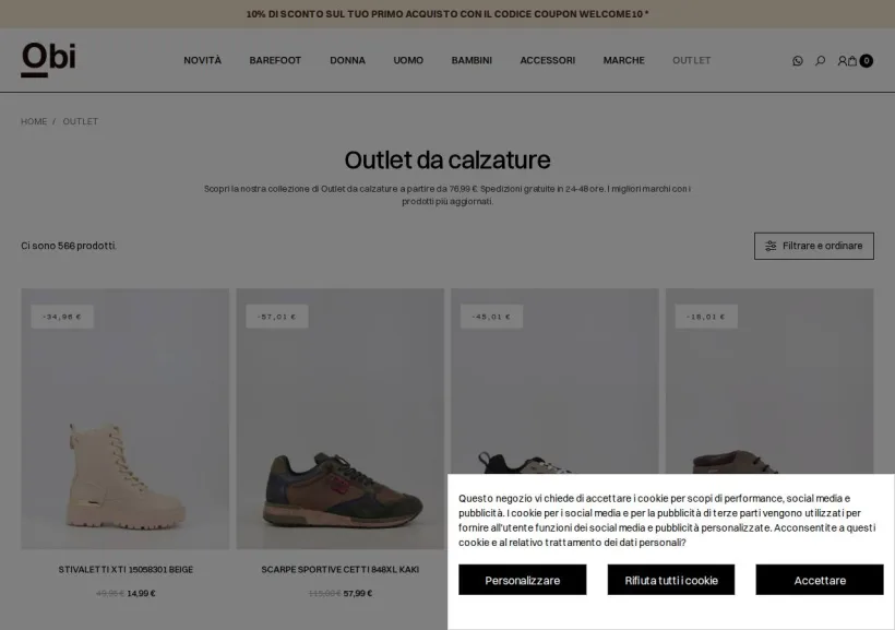 Schermata della pagina offerta di OBI