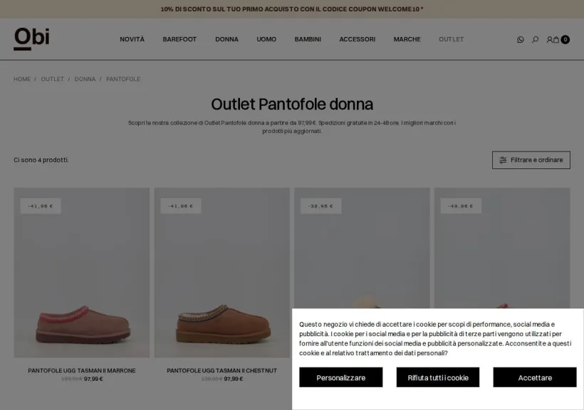Schermata della pagina offerta di OBI