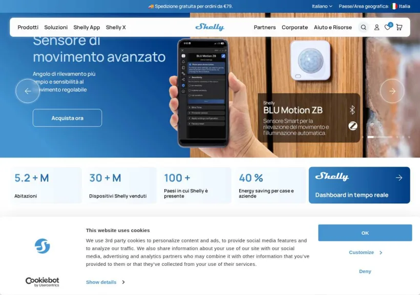 Schermata della pagina offerta di Shelly