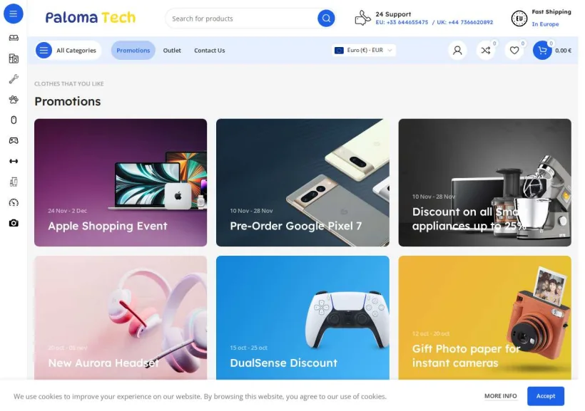 Schermata della pagina offerta di Paloma Tech