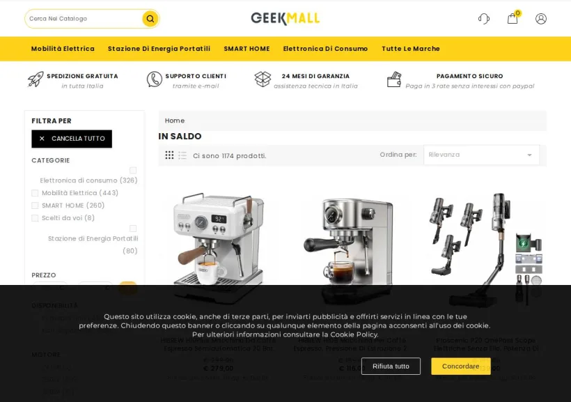 Schermata della pagina offerta di GeekMall