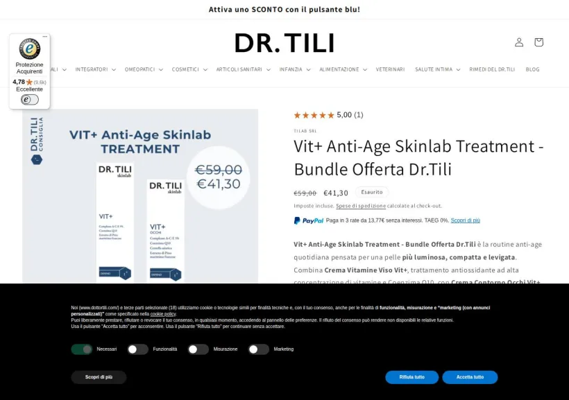 Schermata della pagina offerta di Farmacia Tili