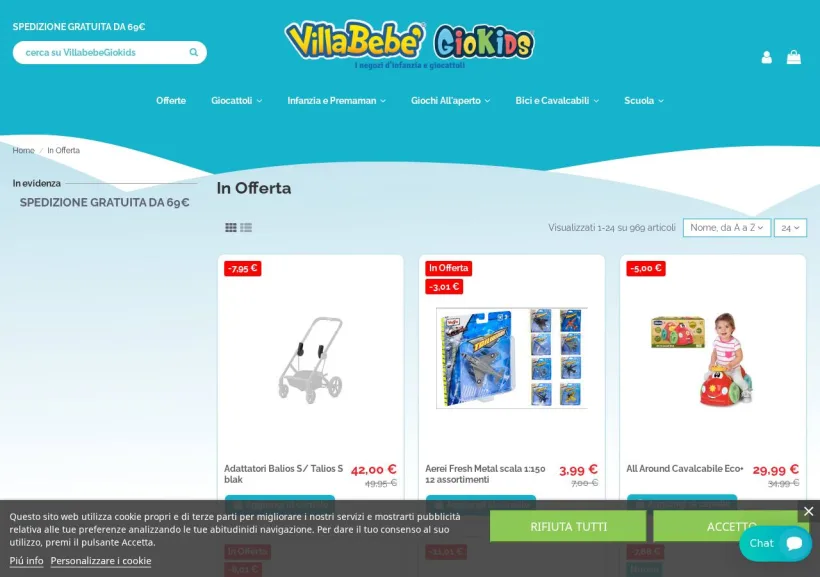 Schermata della pagina offerta di Villabebè Giokids
