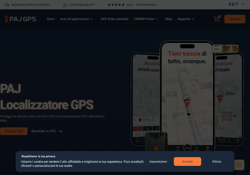 Schermata della pagina offerta di PAJ GPS Italy