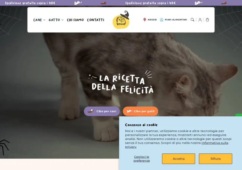 Schermata della pagina offerta di Hygge petfood