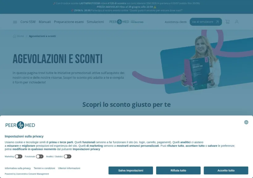 Schermata della pagina offerta di Peer4Med