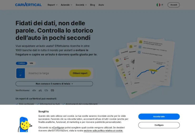 Schermata della pagina offerta di carVertical