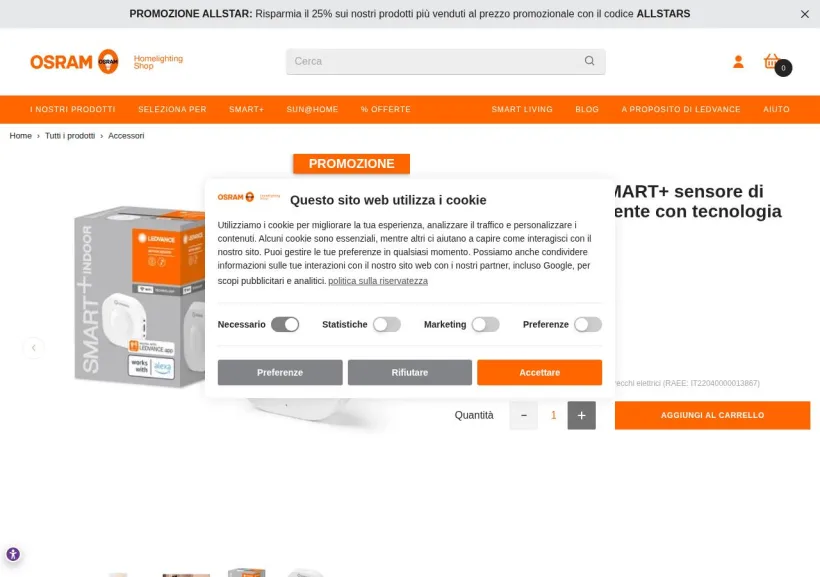 Schermata della pagina offerta di Ledvance 