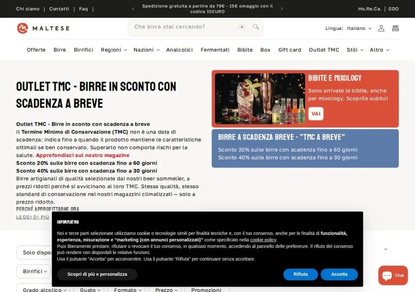 Schermata della pagina offerta di Maltese