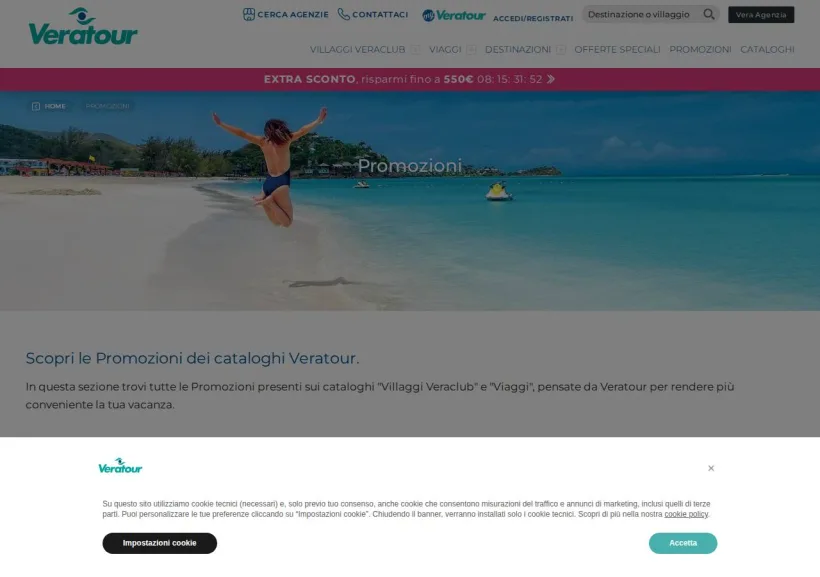 Schermata della pagina offerta di Veratour