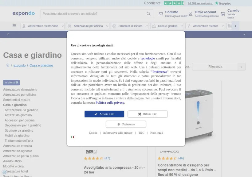 Schermata della pagina offerta di Expondo