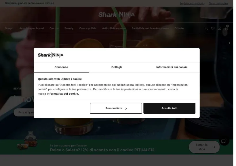 Schermata della pagina offerta di SharkNinja