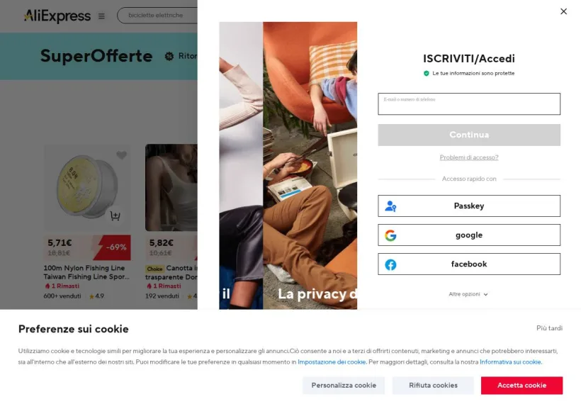 Schermata della pagina offerta di AliExpress