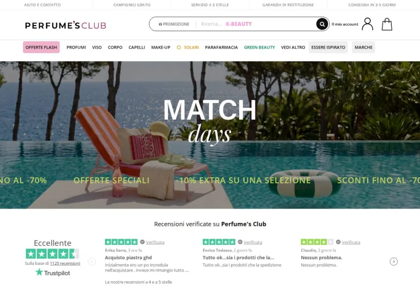 Schermata della pagina offerta di Perfume´s Club
