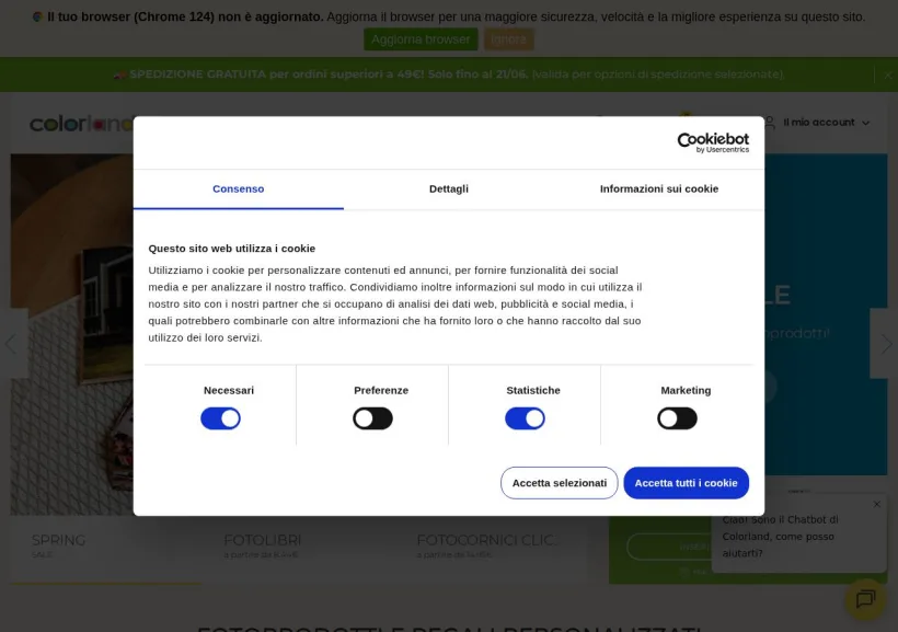 Schermata della pagina offerta di Colorland
