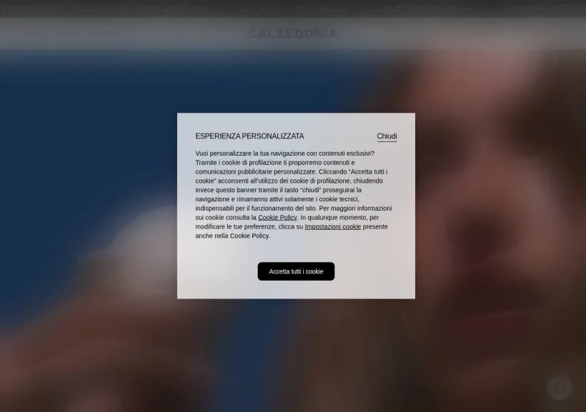 Schermata della pagina offerta di Calzedonia