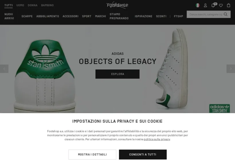 Schermata della pagina offerta di Footshop