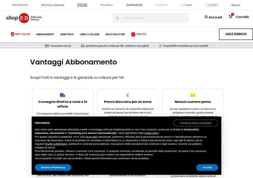 Schermata della pagina offerta di ShopED