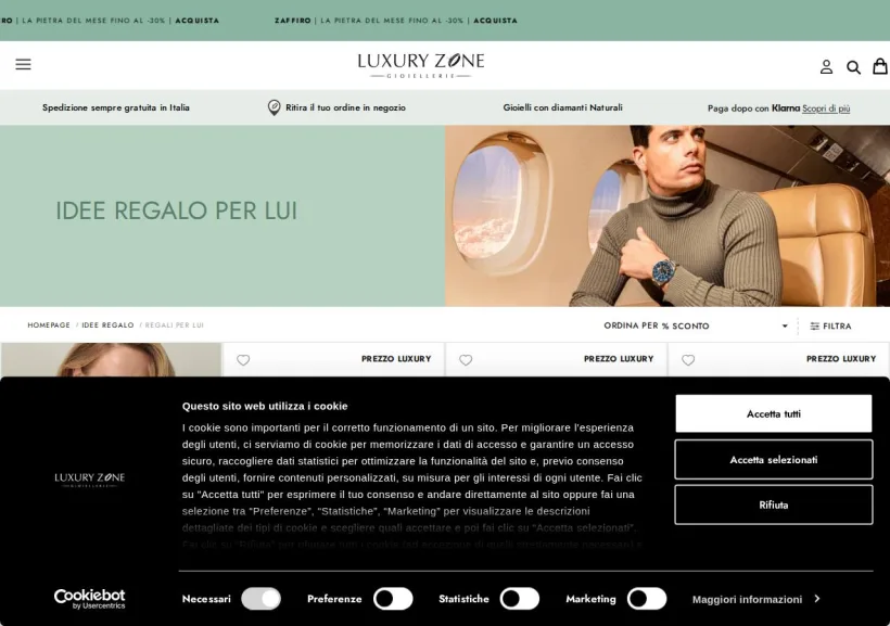 Schermata della pagina offerta di Luxury Zone
