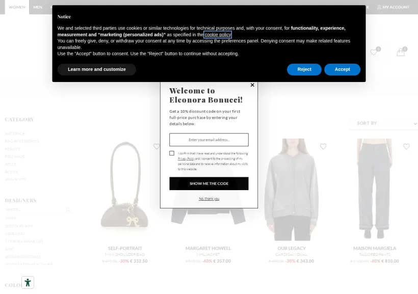 Schermata della pagina offerta di Eleonora Bonucci