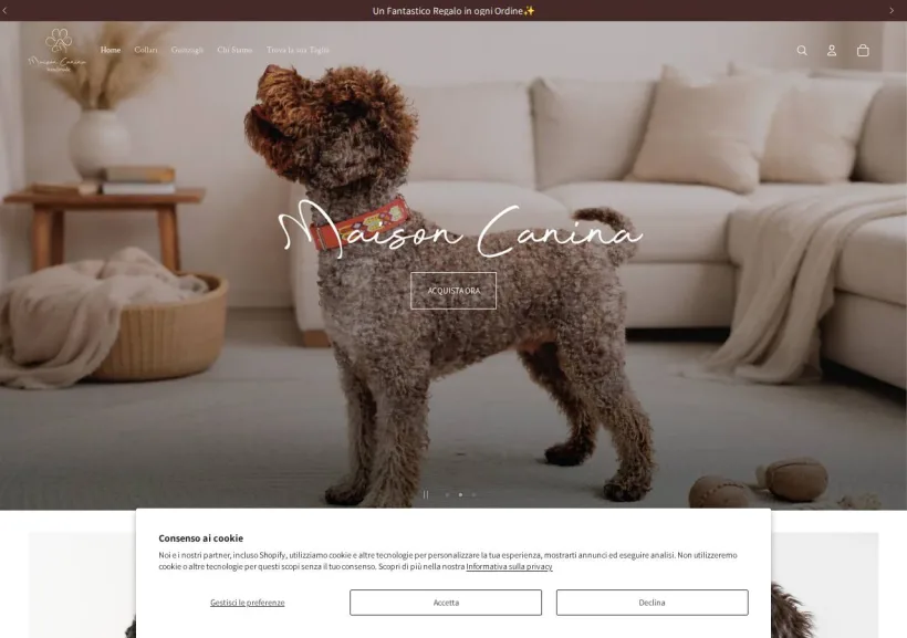 Schermata della pagina offerta di Maison Canina