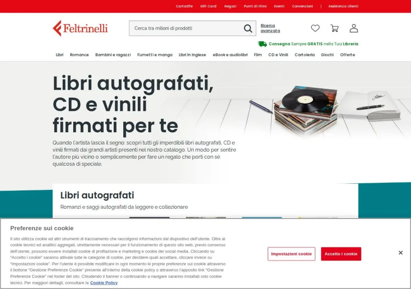 Schermata della pagina offerta di La Feltrinelli