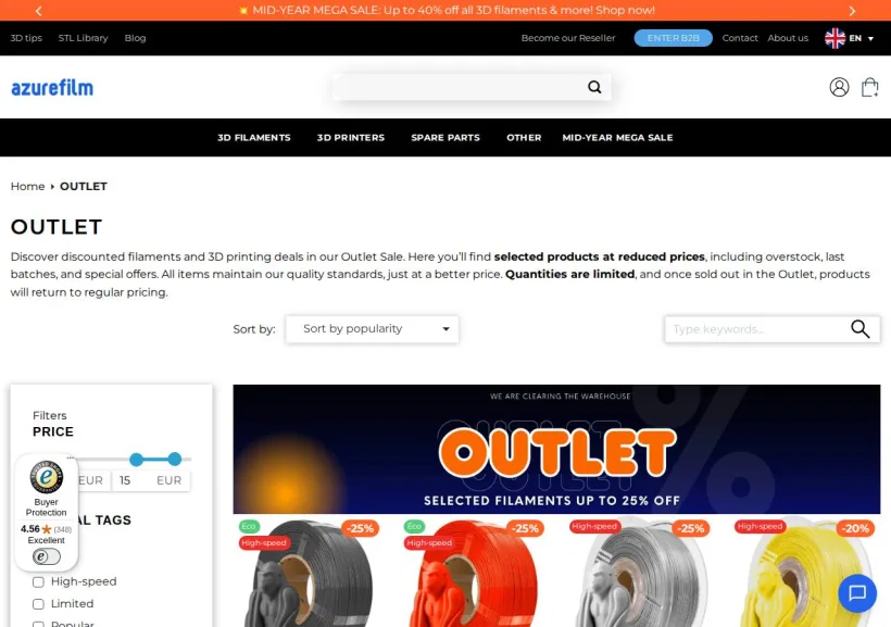 Schermata della pagina offerta di AZUREFILM Technologies AM