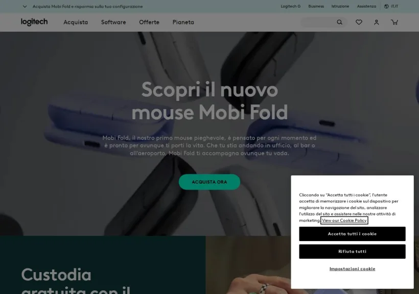 Schermata della pagina offerta di Logitech