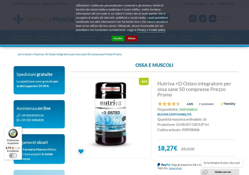 Schermata della pagina offerta di Farmacia Mascia