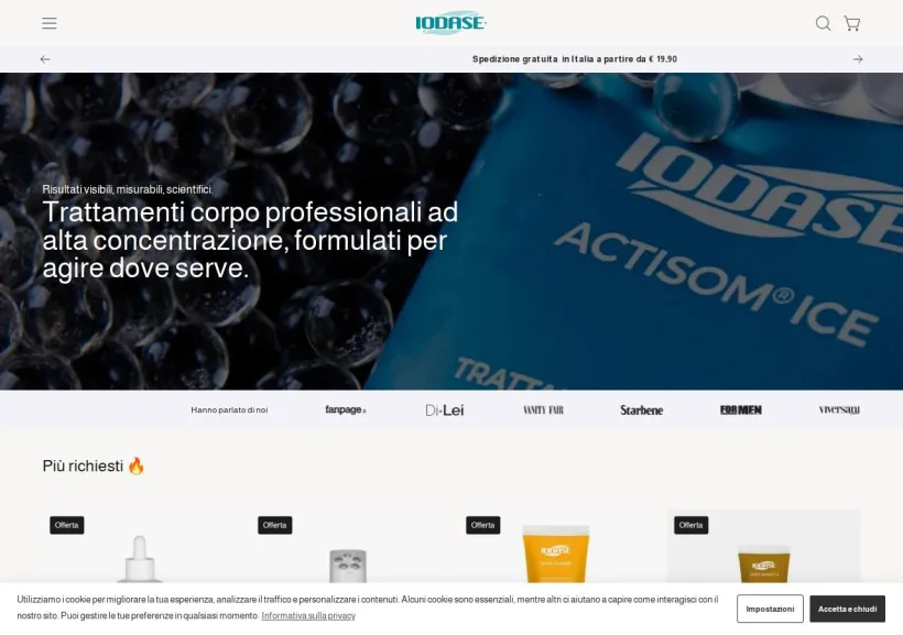 Schermata della pagina offerta di Iodase