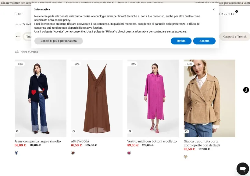 Schermata della pagina offerta di Dixie
