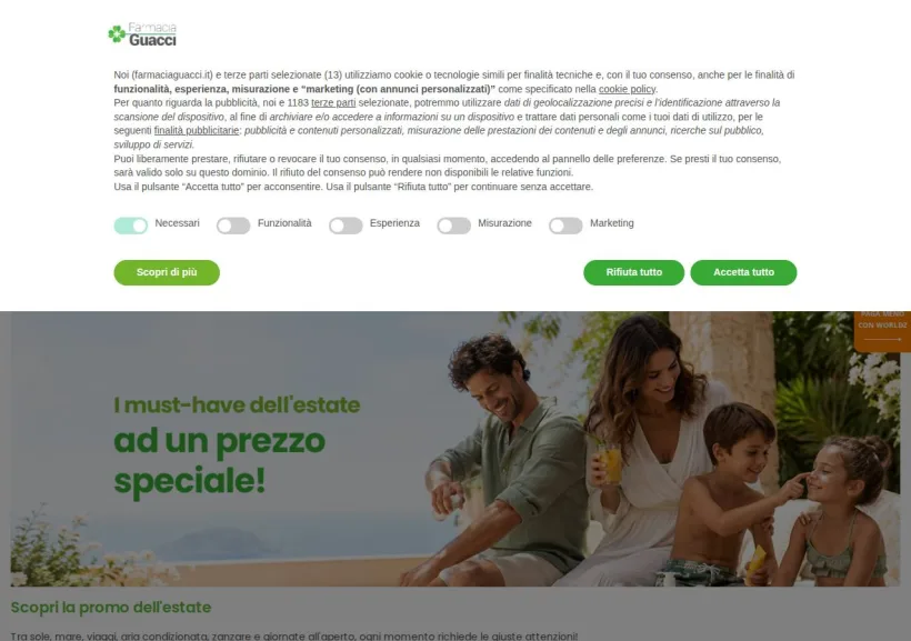 Schermata della pagina offerta di Farmacia Guacci