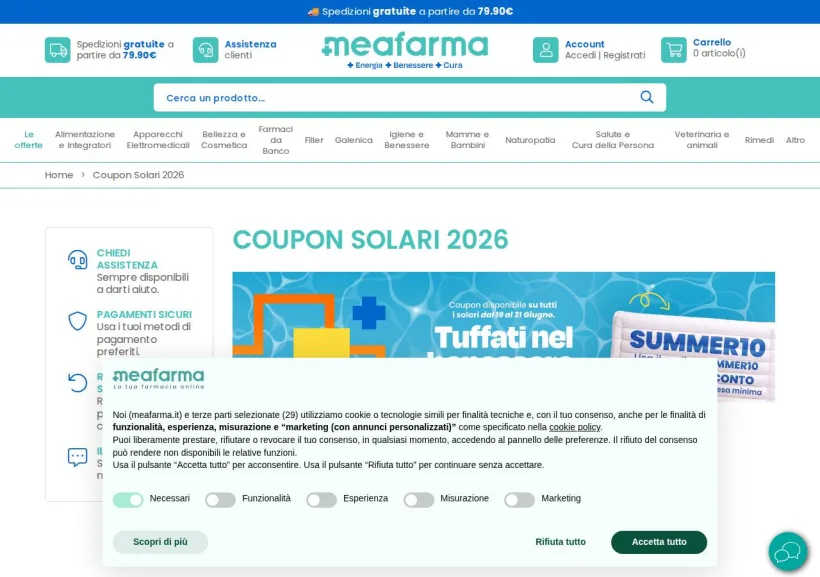 Schermata della pagina offerta di MeaFarma