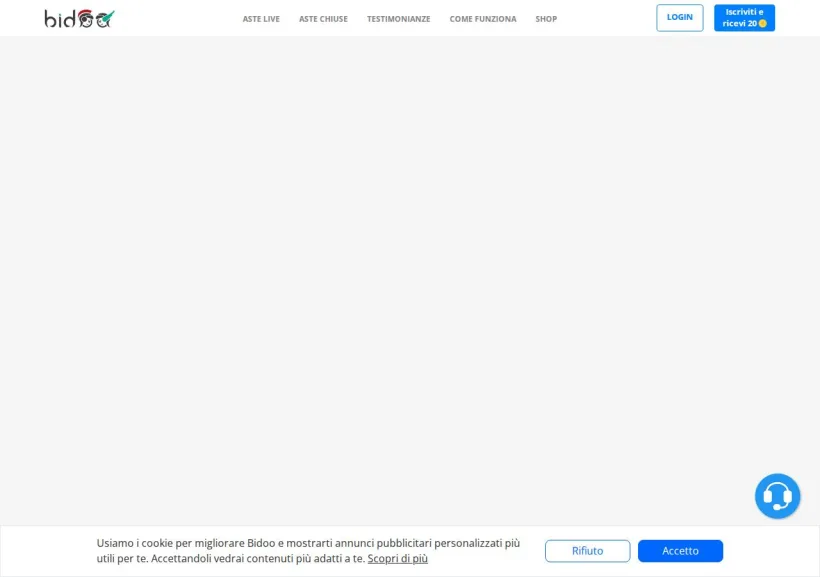 Schermata della pagina offerta di Bidoo